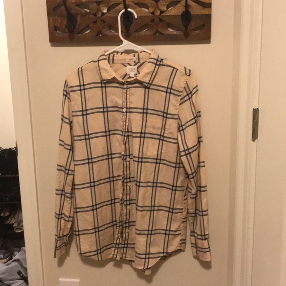 J.crew pale pink and black plaid button down